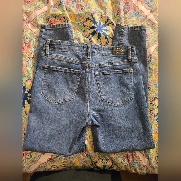 Blue Denim Jeans with Gold Accents - Picture 3 of 10